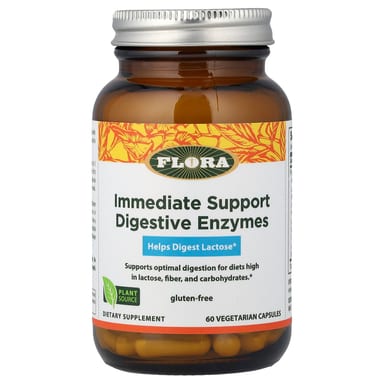 Пищеварительные ферменты Flora Immediate Support, 60 растительных капсул