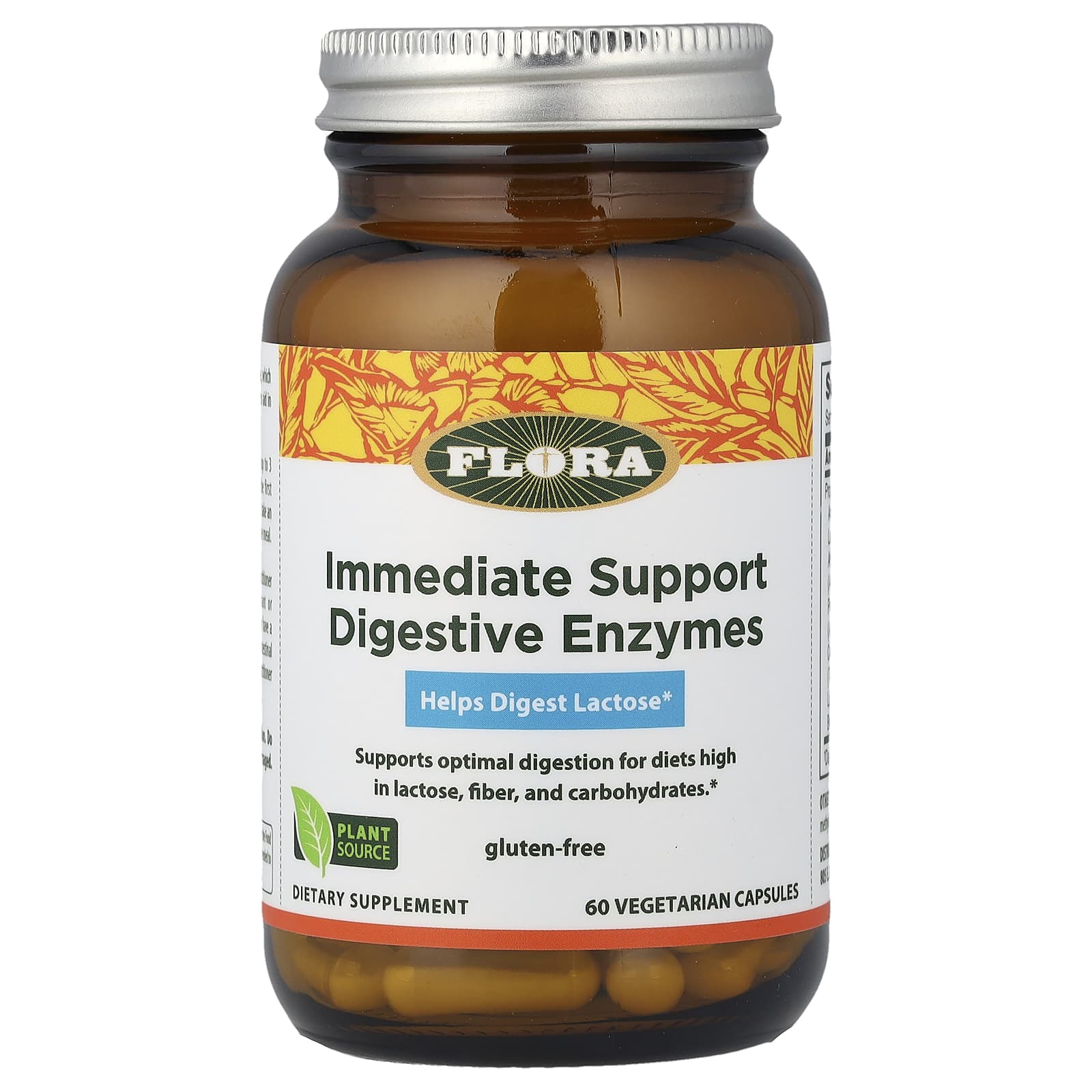 Пищеварительные ферменты Flora Immediate Support, 60 растительных капсул