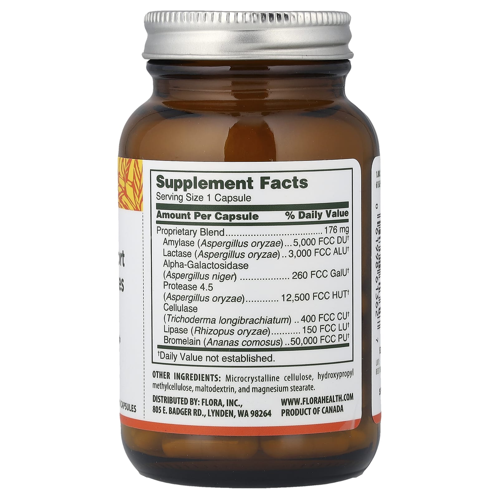 Пищеварительные ферменты Flora Immediate Support, 60 растительных капсул — фото 2