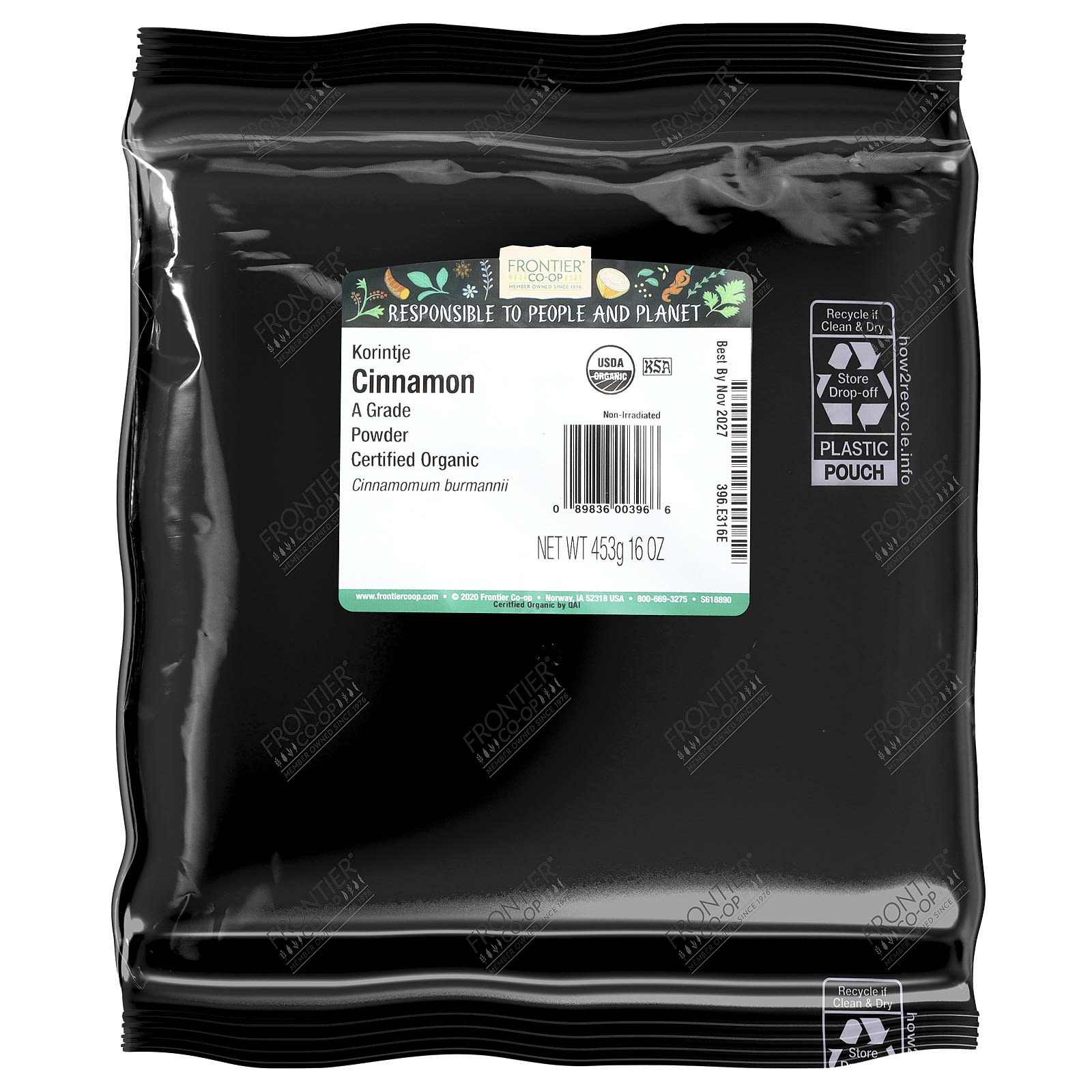 Молотая корица Frontier Co-op, вкус Organic Korintje Cinnamon Powder, 453 г, порошок — фото 2