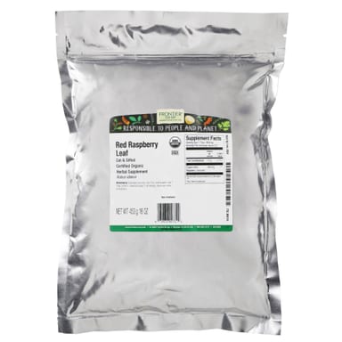 Листья малины Frontier Co-op, вкус Organic Cut & Sifted Red Raspberry Leaf, 453 г