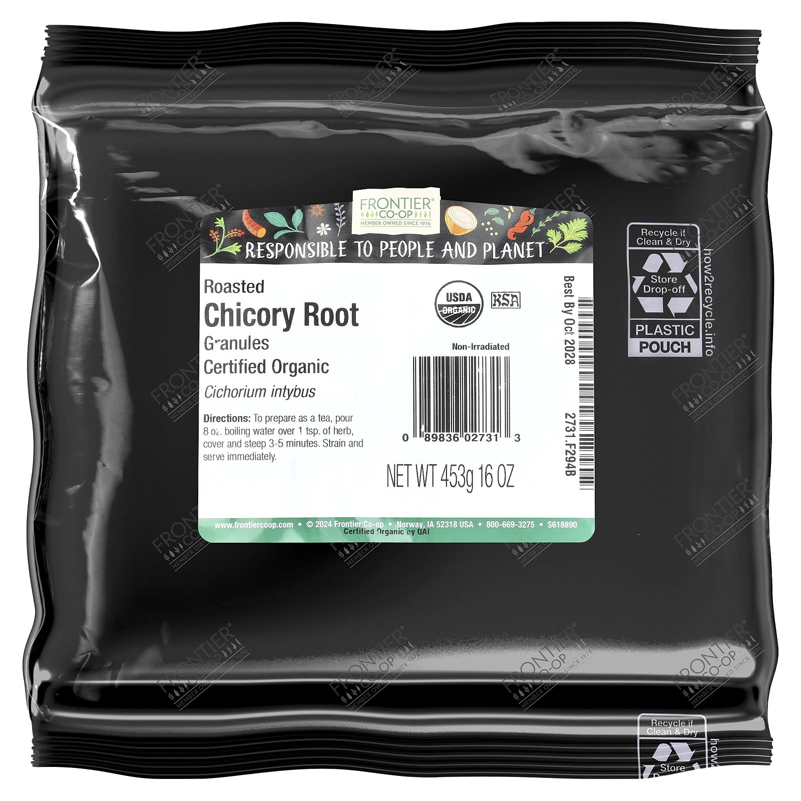 Органический жареный корень цикория Frontier Co-op, 453 г (16 oz) — фото 2