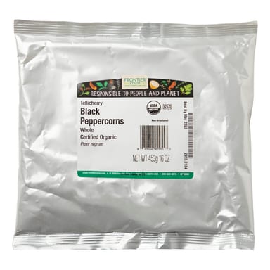 Чёрный перец Frontier Co-op Whole, вкус Organic Tellicherry Black Peppercorns, 453 г