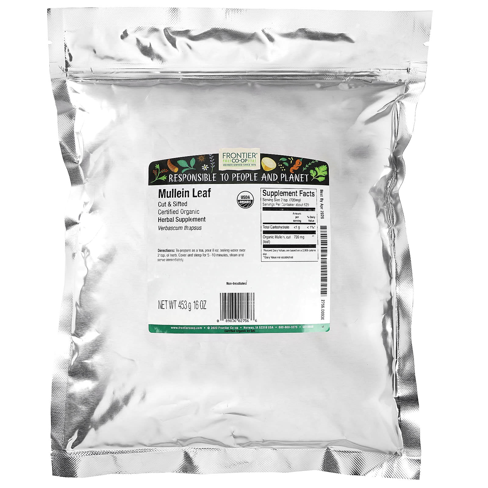 Лист коровяка Frontier Co-op Organic Cut & Sifted, 453 г — фото 2
