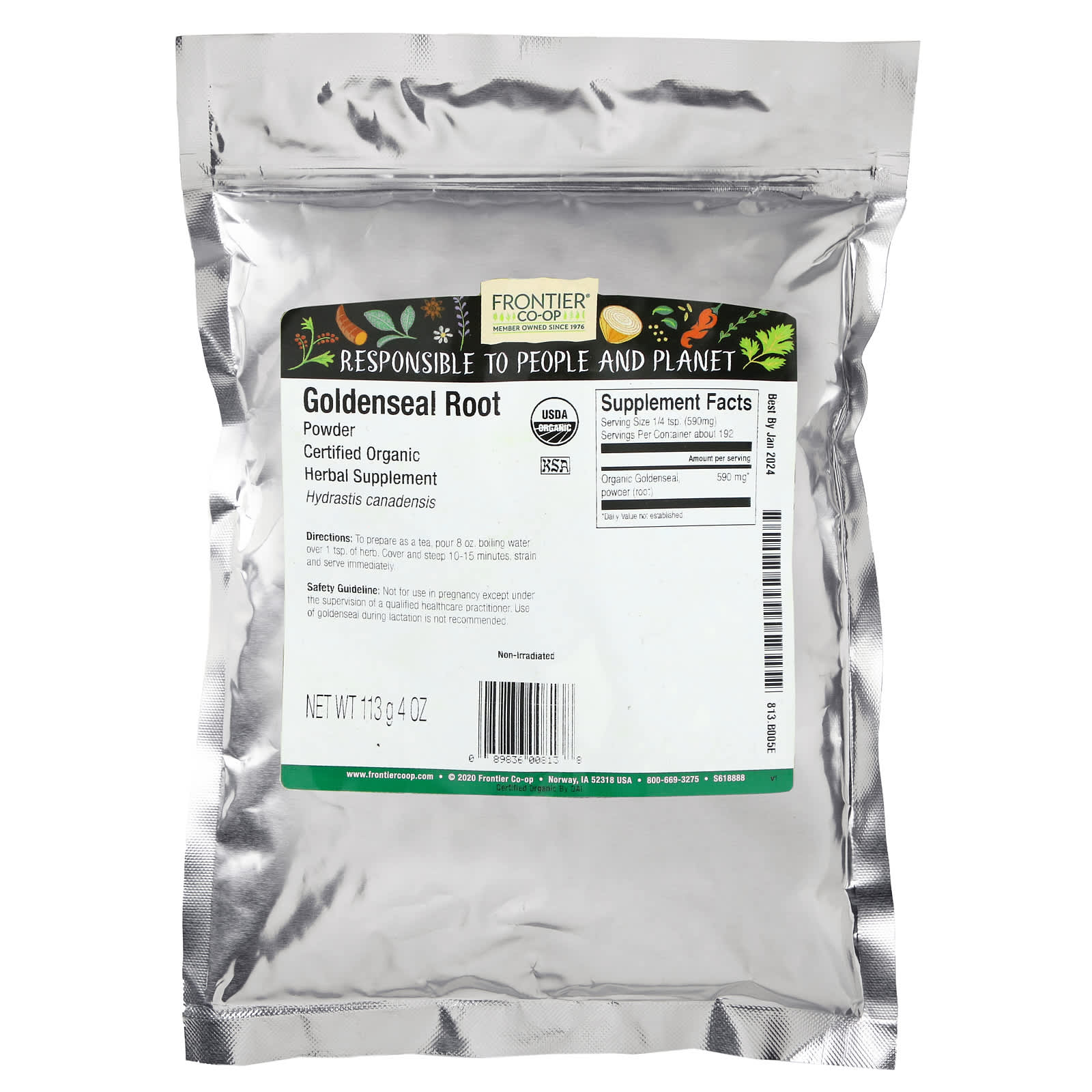 Корень желтокорня Frontier Co-op Organic Powder, 113 г, порошок