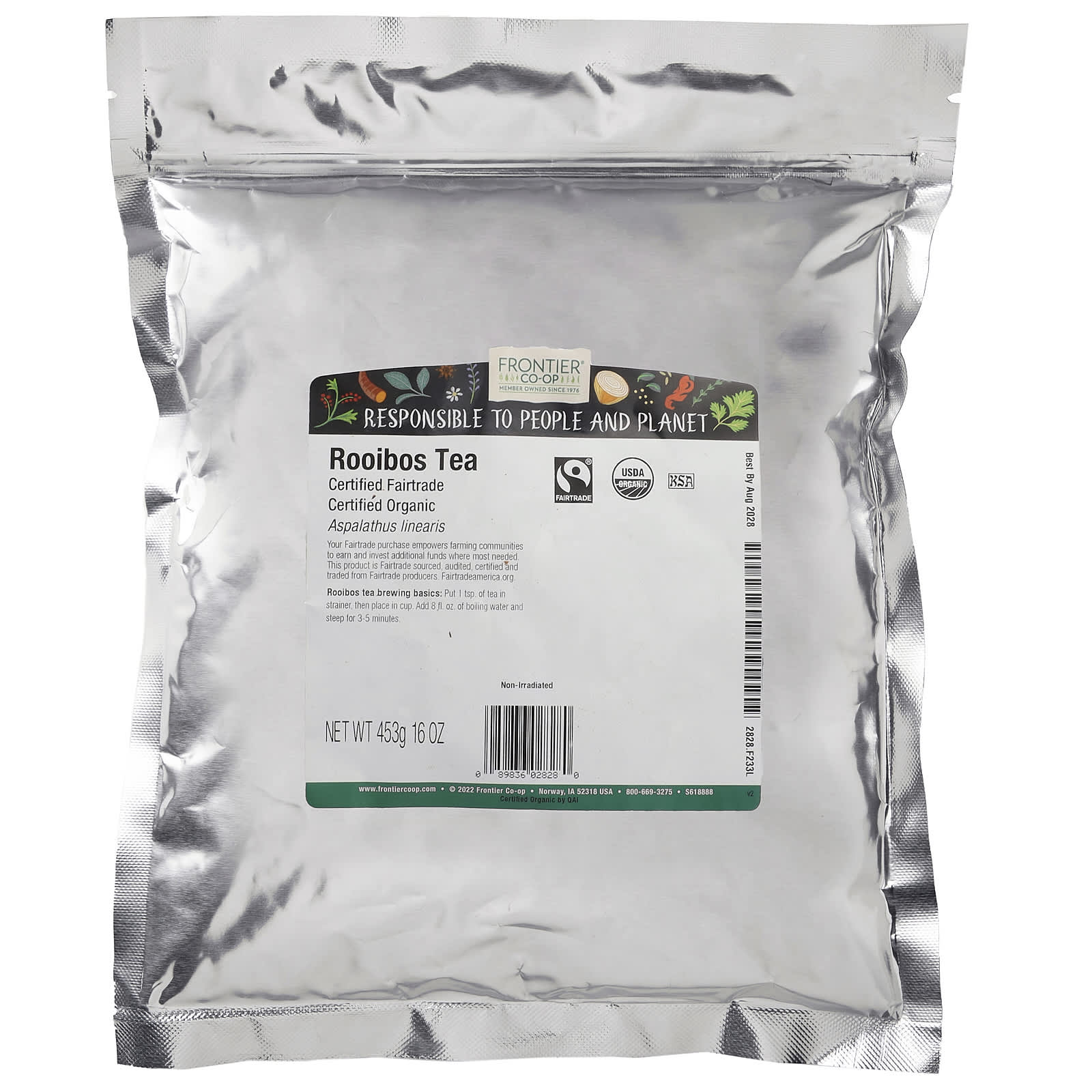 Чай Frontier Co-op Organic Rooibos, 453 г
