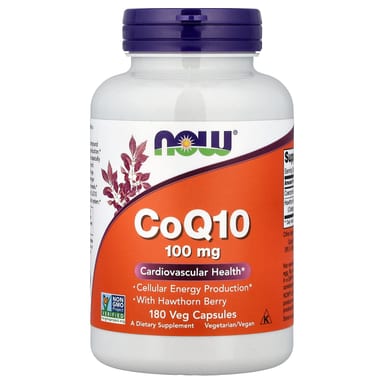 Коэнзим Q10 NOW Foods, вкус CoQ10 With Hawthorn Berry, 180 растительных капсул