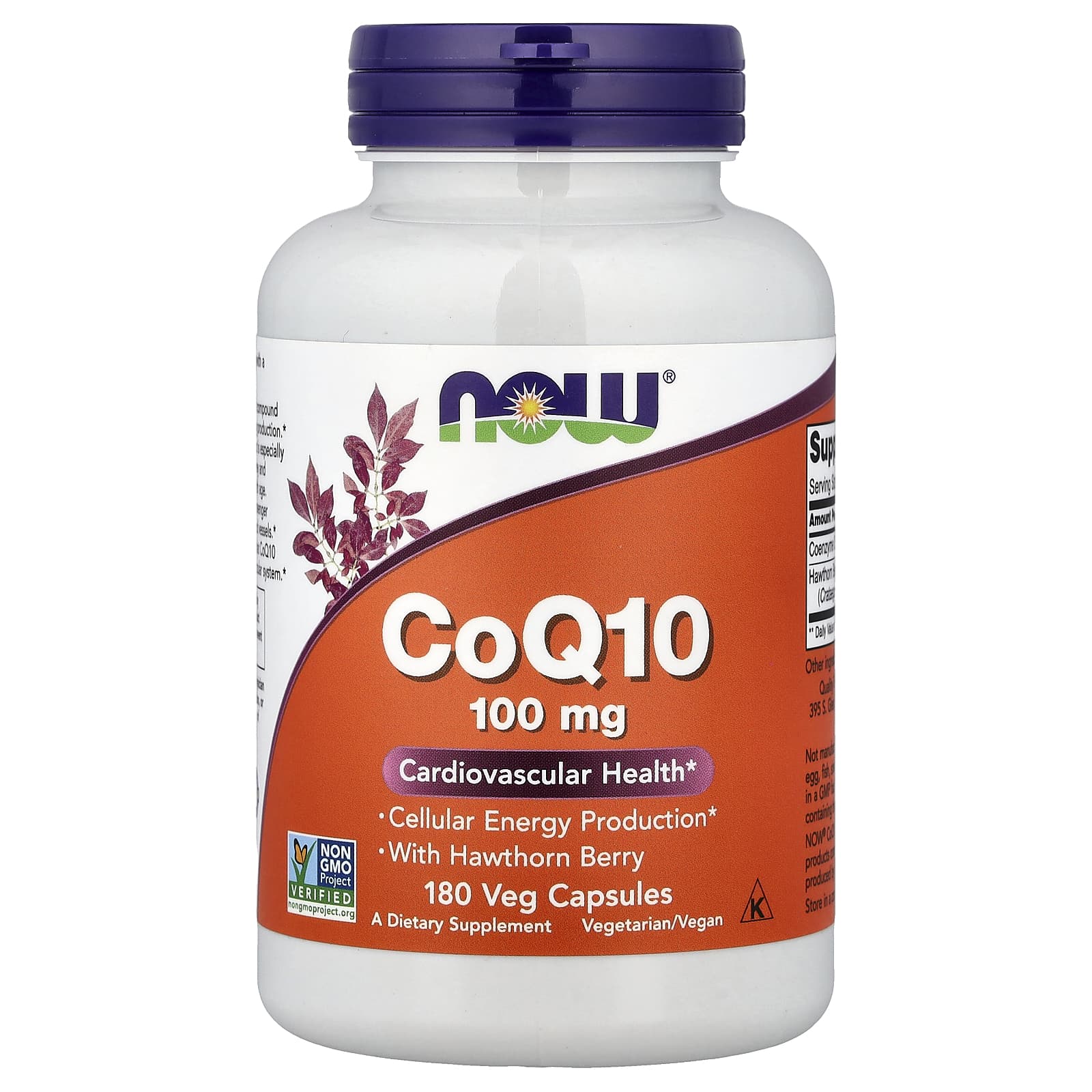 Коэнзим Q10 NOW Foods, вкус CoQ10 With Hawthorn Berry, 180 растительных капсул