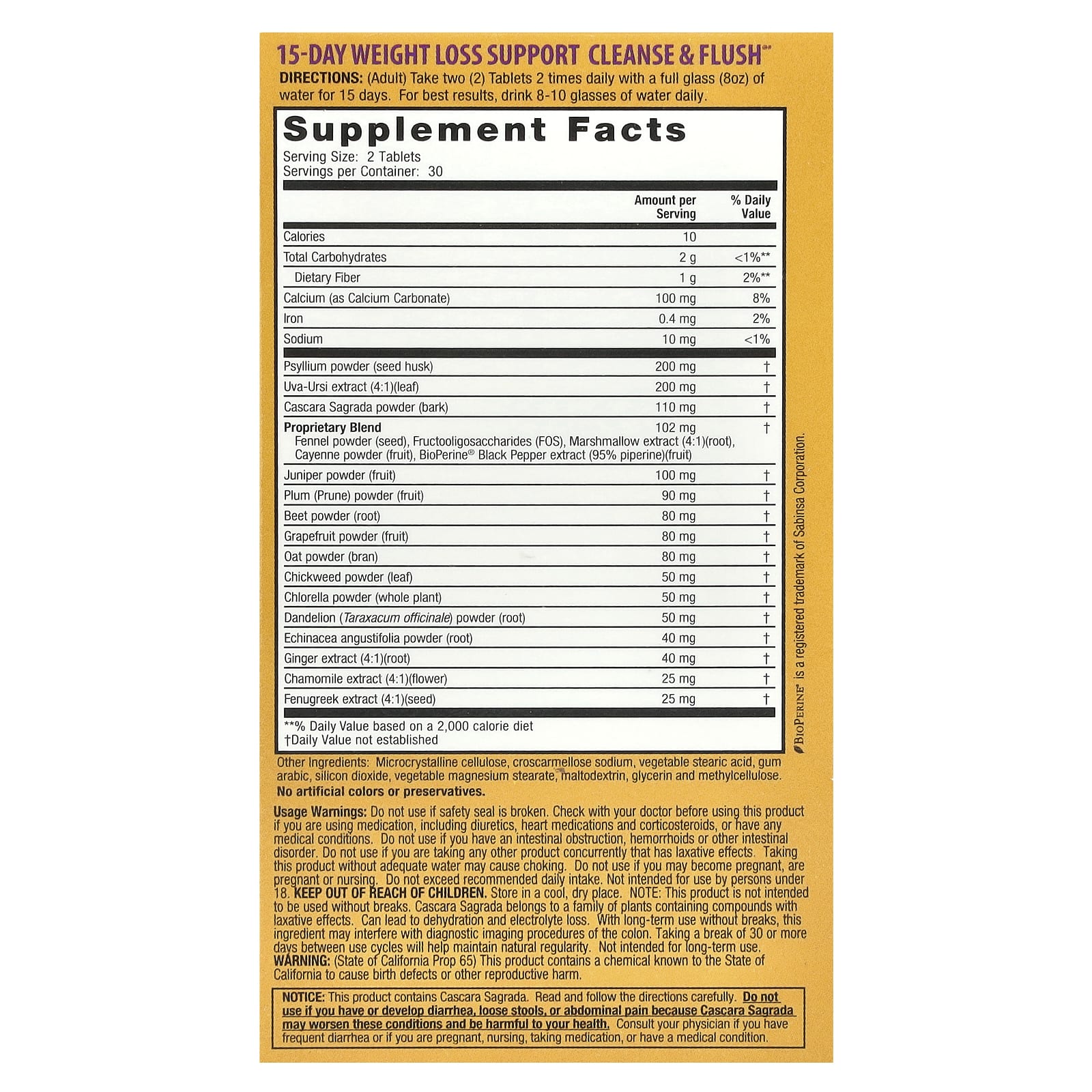 Комплекс Cleanse & Flush Nature's Secret 15-Day Weight Loss Support®, 60 таблеток — фото 3