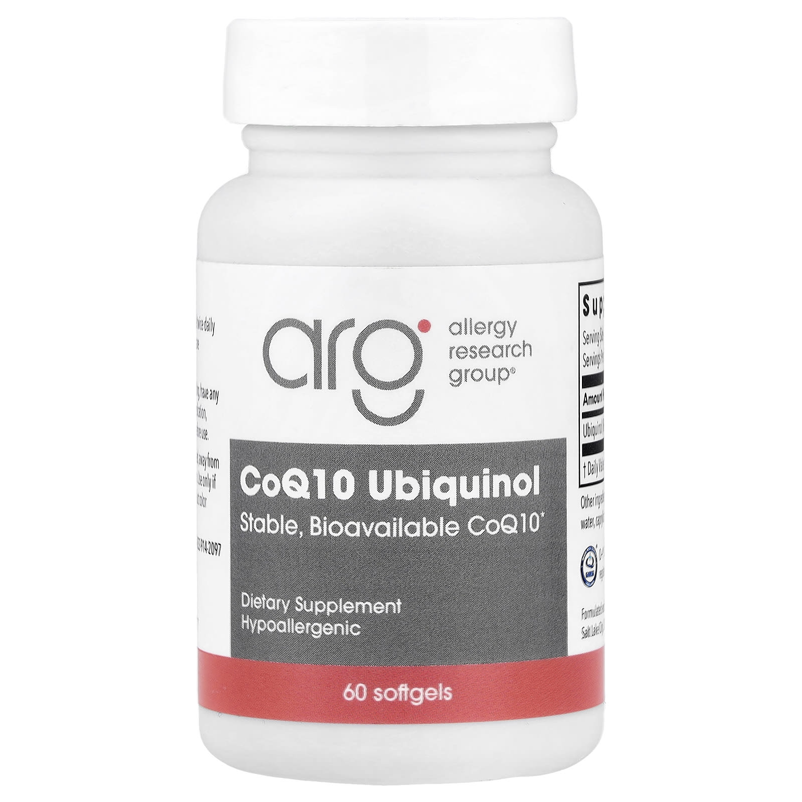 Коэнзим Q10 Allergy Research Group Ubiquinol, 100 мг, 60 мягких капсул