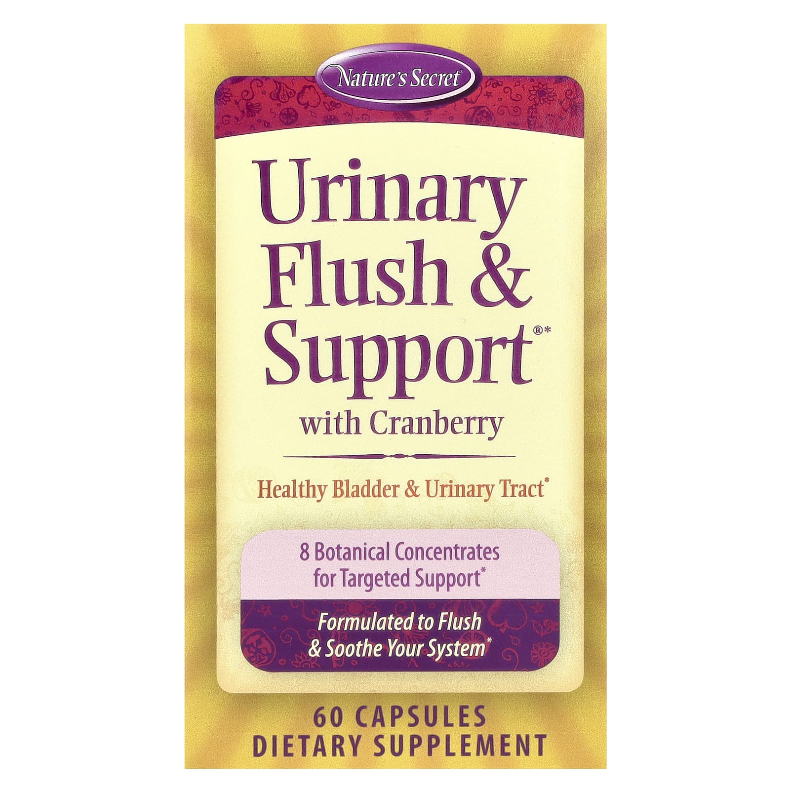 Клюква Nature's Secret, вкус Urinary Flush & Support® with Cranberry, 60 капсул — фото 2