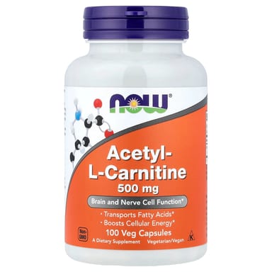Ацетил-L-карнитин NOW Foods Acetyl-L-Carnitine, 500 мг, 100 растительных капсул