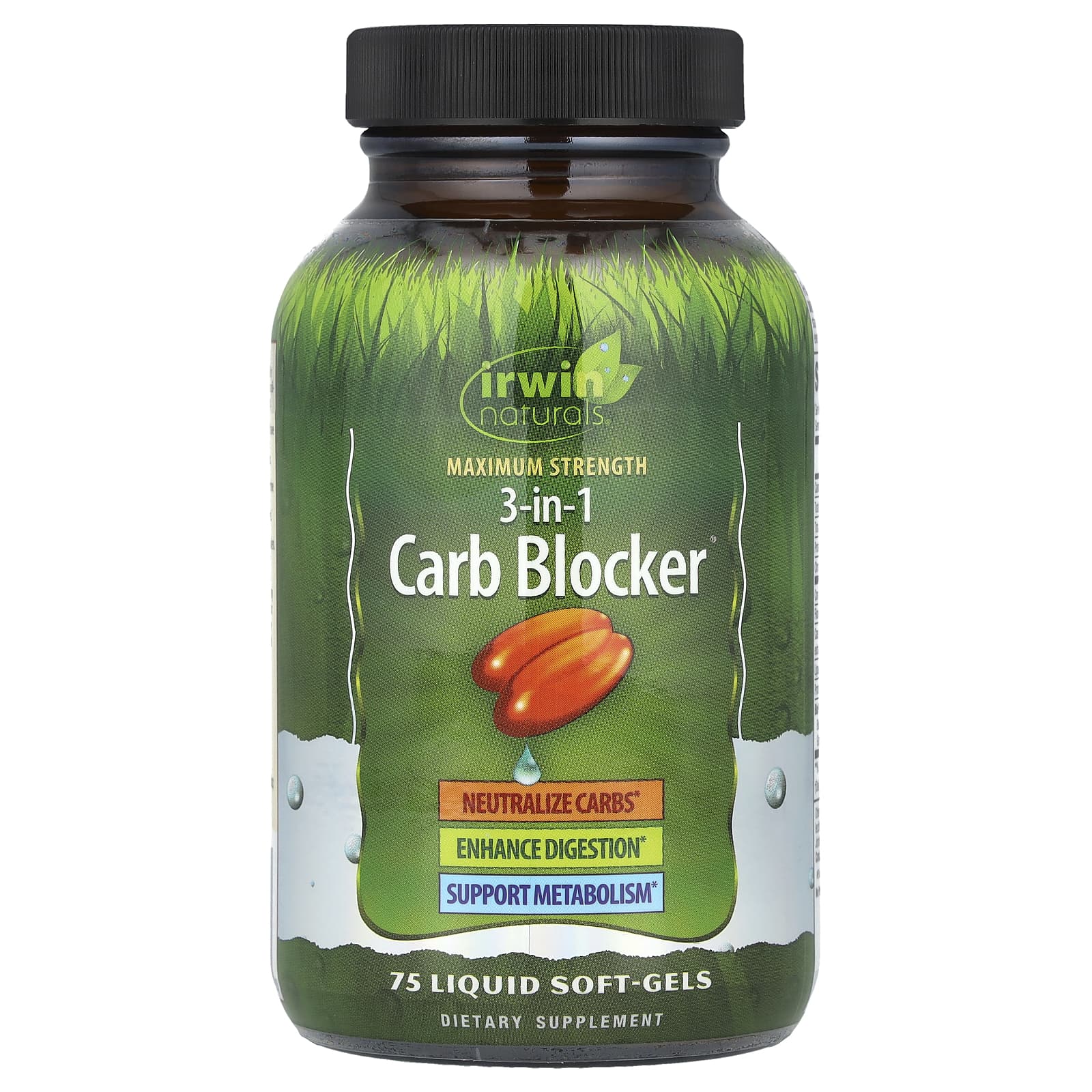 Комплекс Carb Blocker Irwin Naturals 3-In-1 Carb Blocker® Maximum Strength, 75 мягких капсул