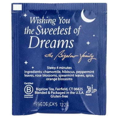 Чай Bigelow Herbal Sweet Dreams® Caffeine Free, оттенок 20 Tea Bags, 30 г, чайные пакетики