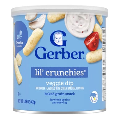 Снек Gerber Snacks for Baby Lil' Crunchies® Baked Grain 8+ Months Veggie Dip, 42 г