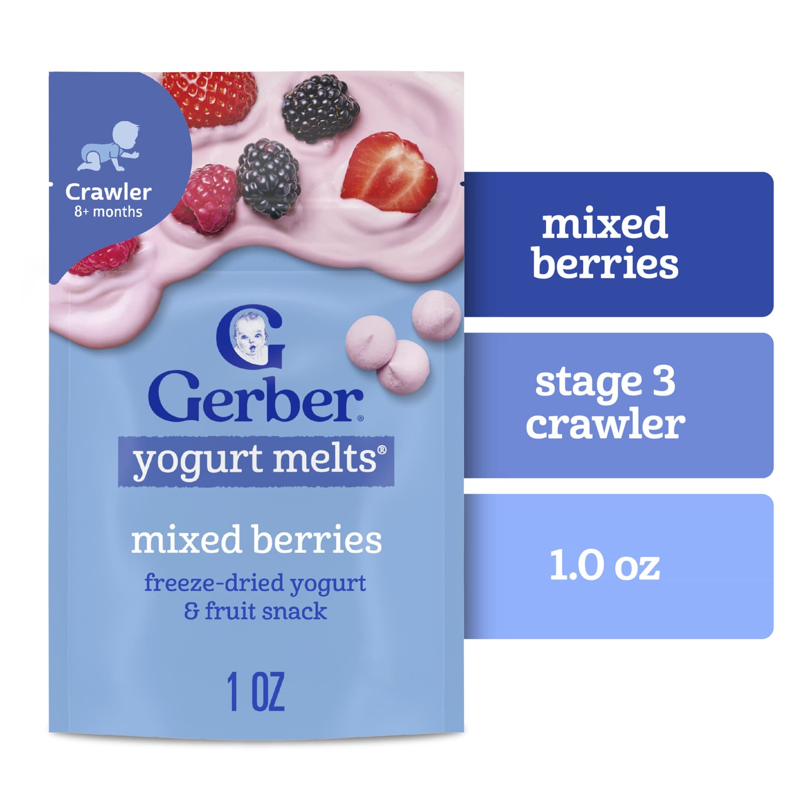Йогуртовые снеки для малышей Gerber® 8+ Months Mixed Berries, 28 г — фото 3