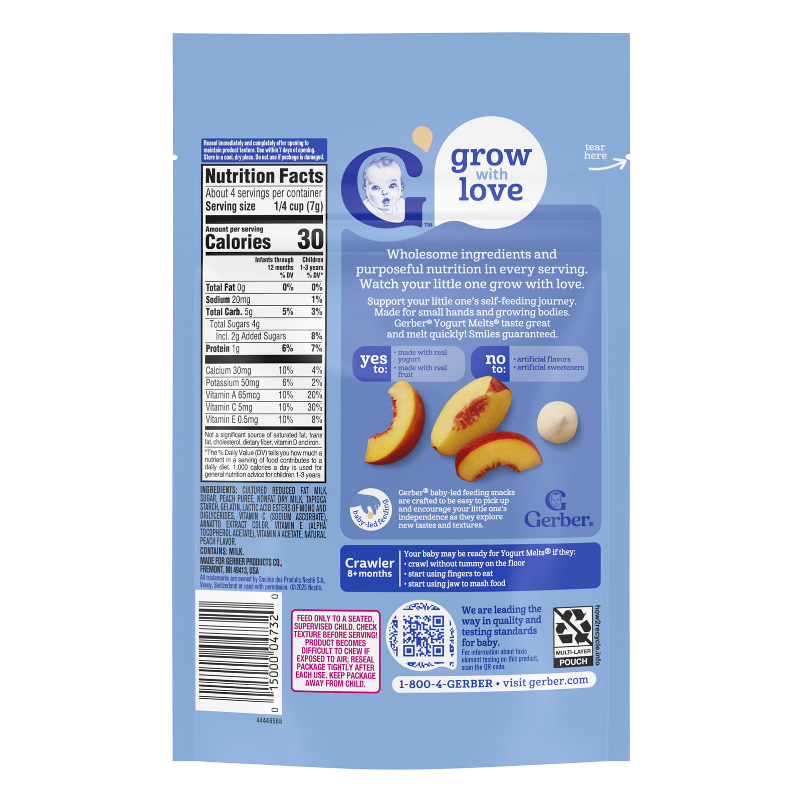 Йогуртовые снеки для малышей Gerber® 8+ Months Peach, 28 г — фото 2