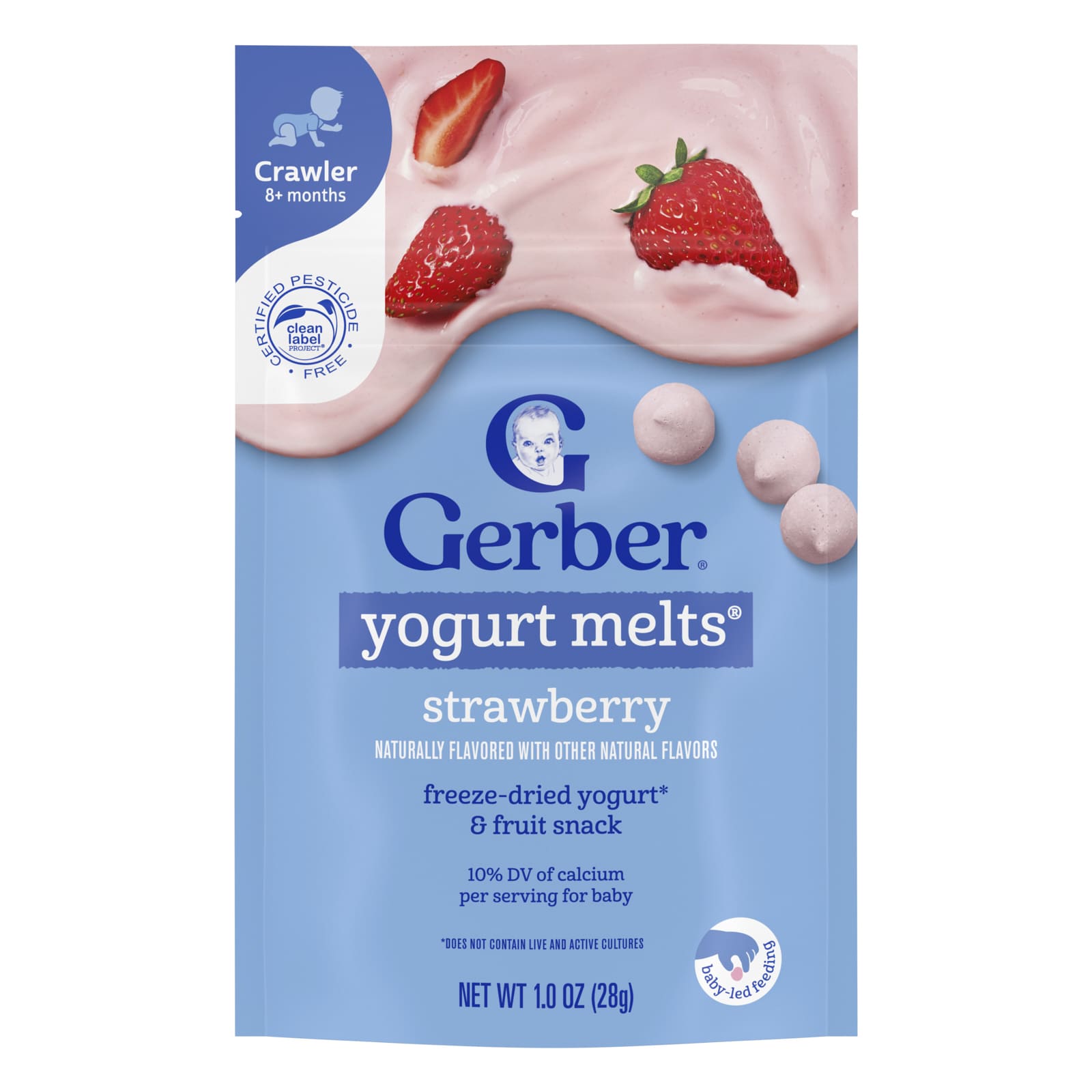 Йогуртовые снеки для малышей Gerber® 8+ Months, вкус Strawberry, 28 г