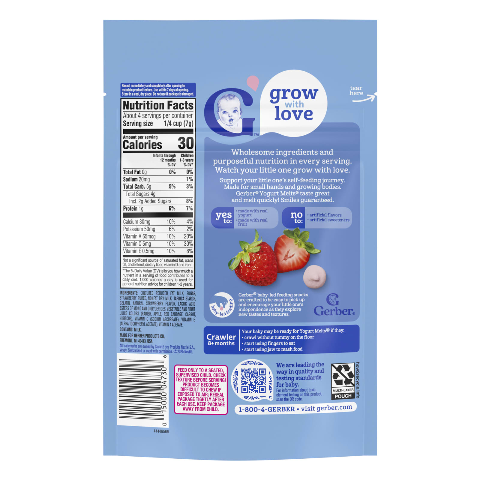 Йогуртовые снеки для малышей Gerber® 8+ Months, вкус Strawberry, 28 г — фото 2