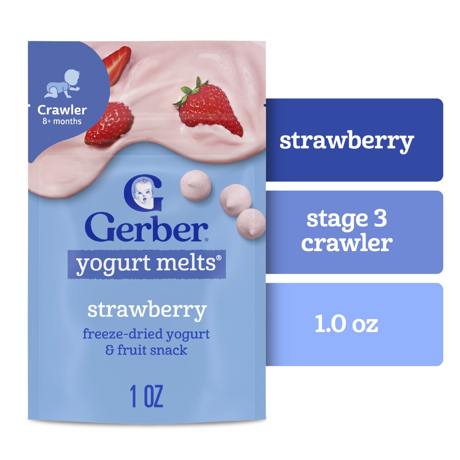 Йогуртовые снеки для малышей Gerber® 8+ Months, вкус Strawberry, 28 г — фото 3
