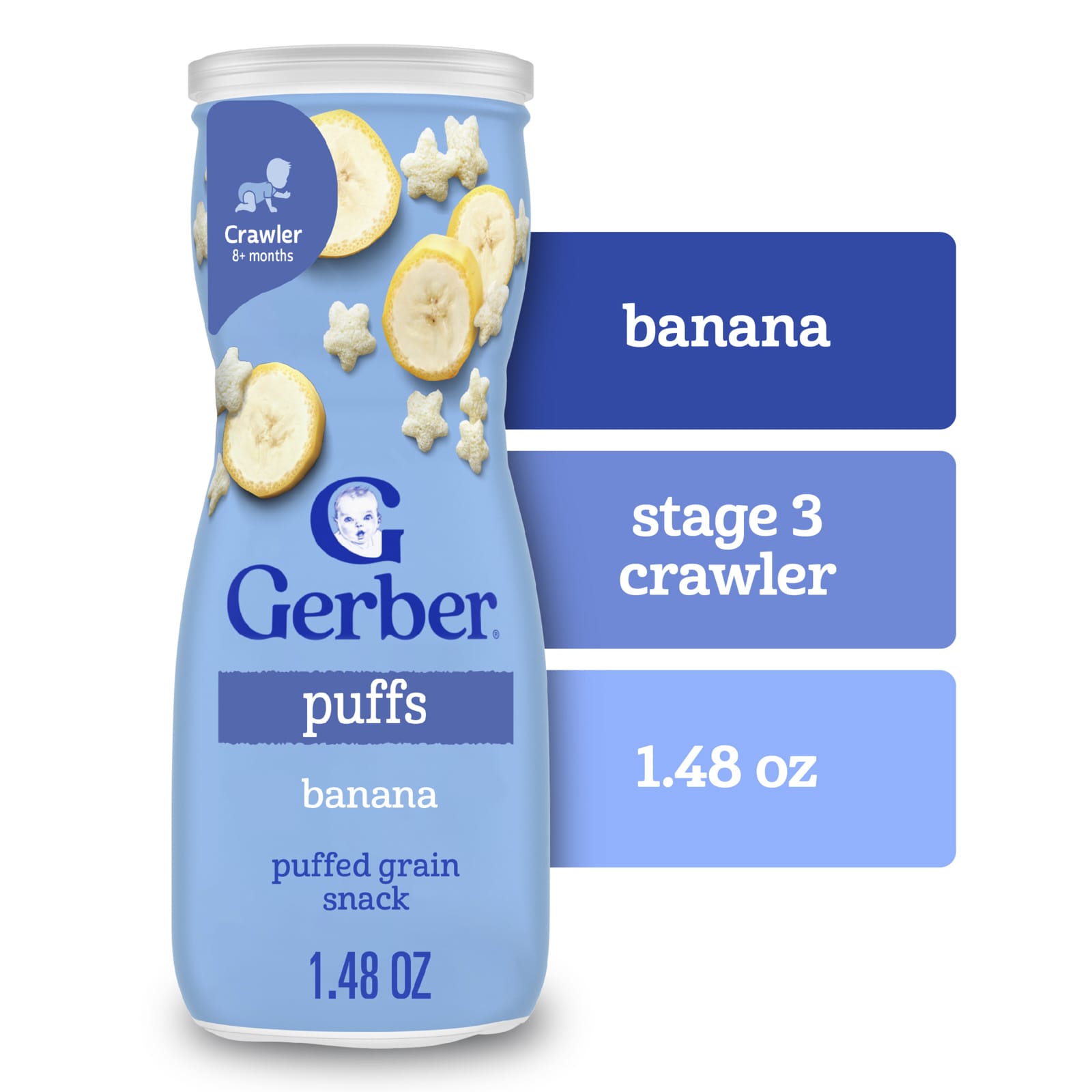 Снек Gerber Puffs Puffed Grain Crawler 8+ Months, оттенок Banana, 42 г — фото 3