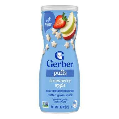 Снек Gerber Puffs Puffed Grain 8+ Months Strawberry Apple, 42 г