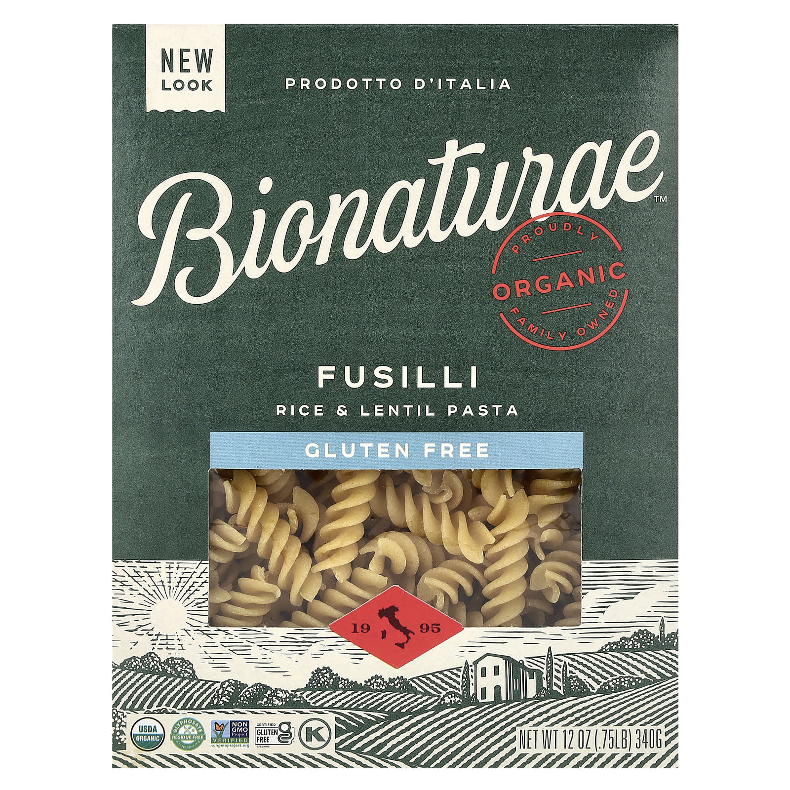 Паста Bionaturae Rice & Lentil, оттенок Fusilli, 340 г