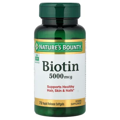 Фото товара: Биотин Nature's Bounty 72 Rapid Release, 5000 мкг, мягкие капсулы