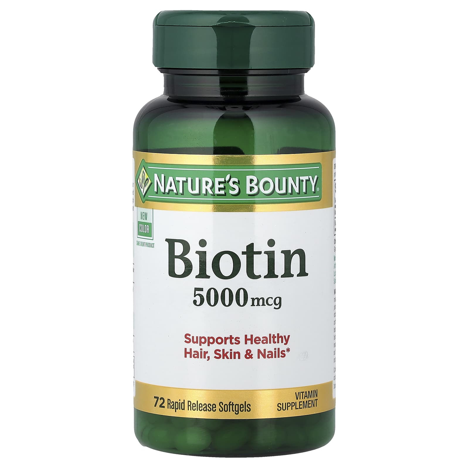 Биотин Nature's Bounty 72 Rapid Release, 5000 мкг, мягкие капсулы
