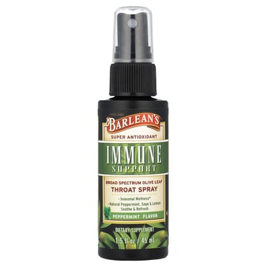 Поддержка иммунитета Barlean's Immune Broad Spectrum Olive Leaf Throat Spray, оттенок Peppermint, 45 мл, спрей