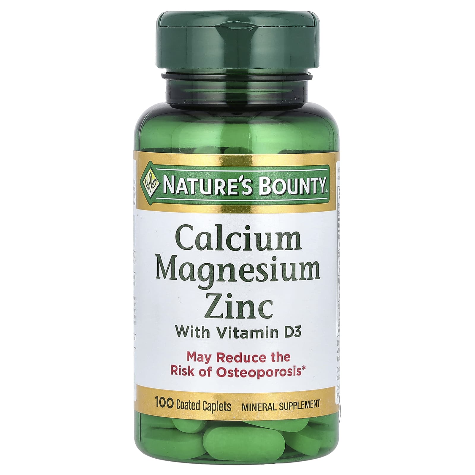 Витамин D3 Nature's Bounty Calcium Magnesium Zinc, оттенок 100 Coated Caplets