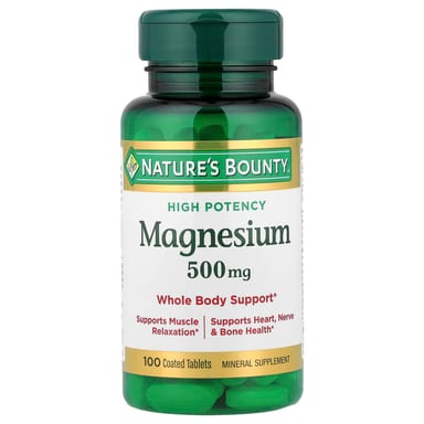 Магний Nature's Bounty High Potency 100 Coated Tablets, 500 мг, таблетки