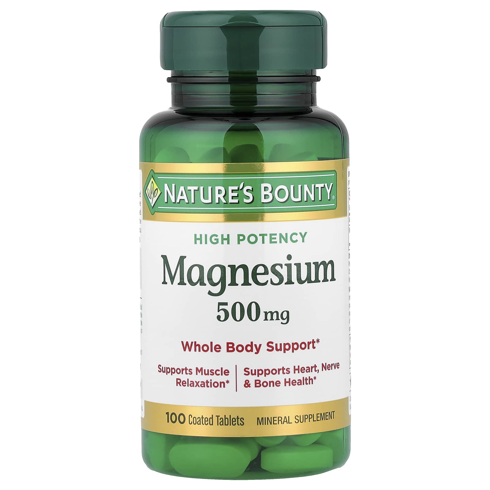 Магний Nature's Bounty High Potency 100 Coated Tablets, 500 мг, таблетки