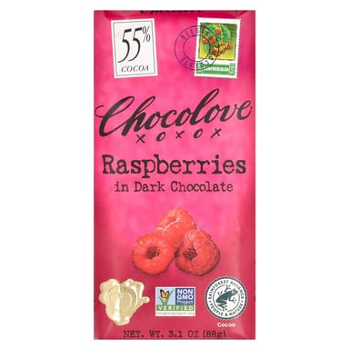 Темный шоколад Chocolove Raspberries in 55% Cocoa, 88 г