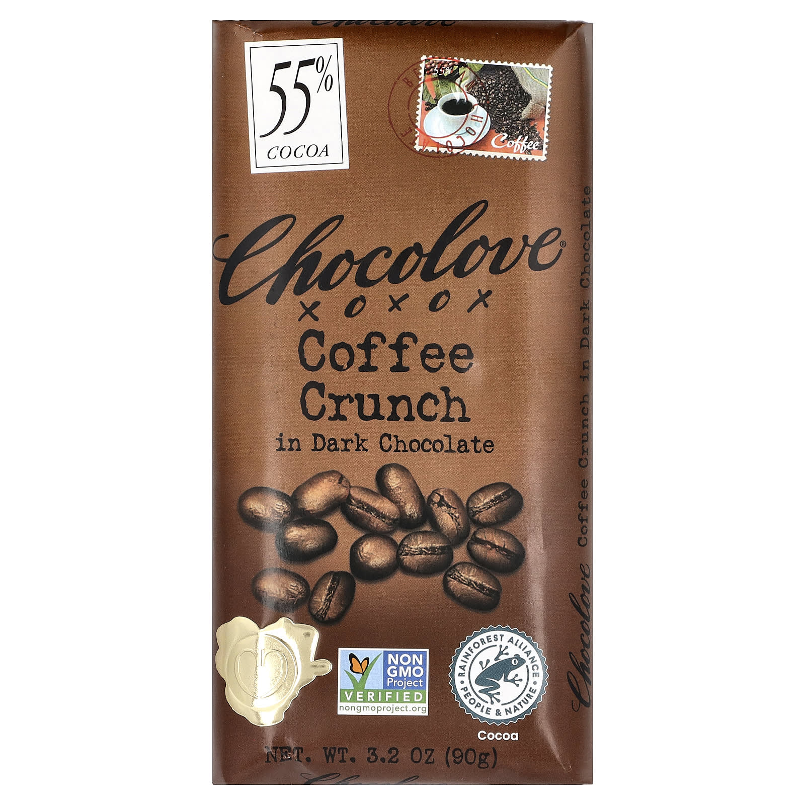 Темный шоколад Chocolove Coffee Crunch in 55% Cocoa, 90 г
