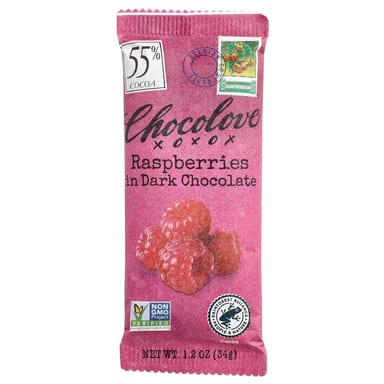 Темный шоколад Chocolove Raspberries in 55% Cocoa, 34 г