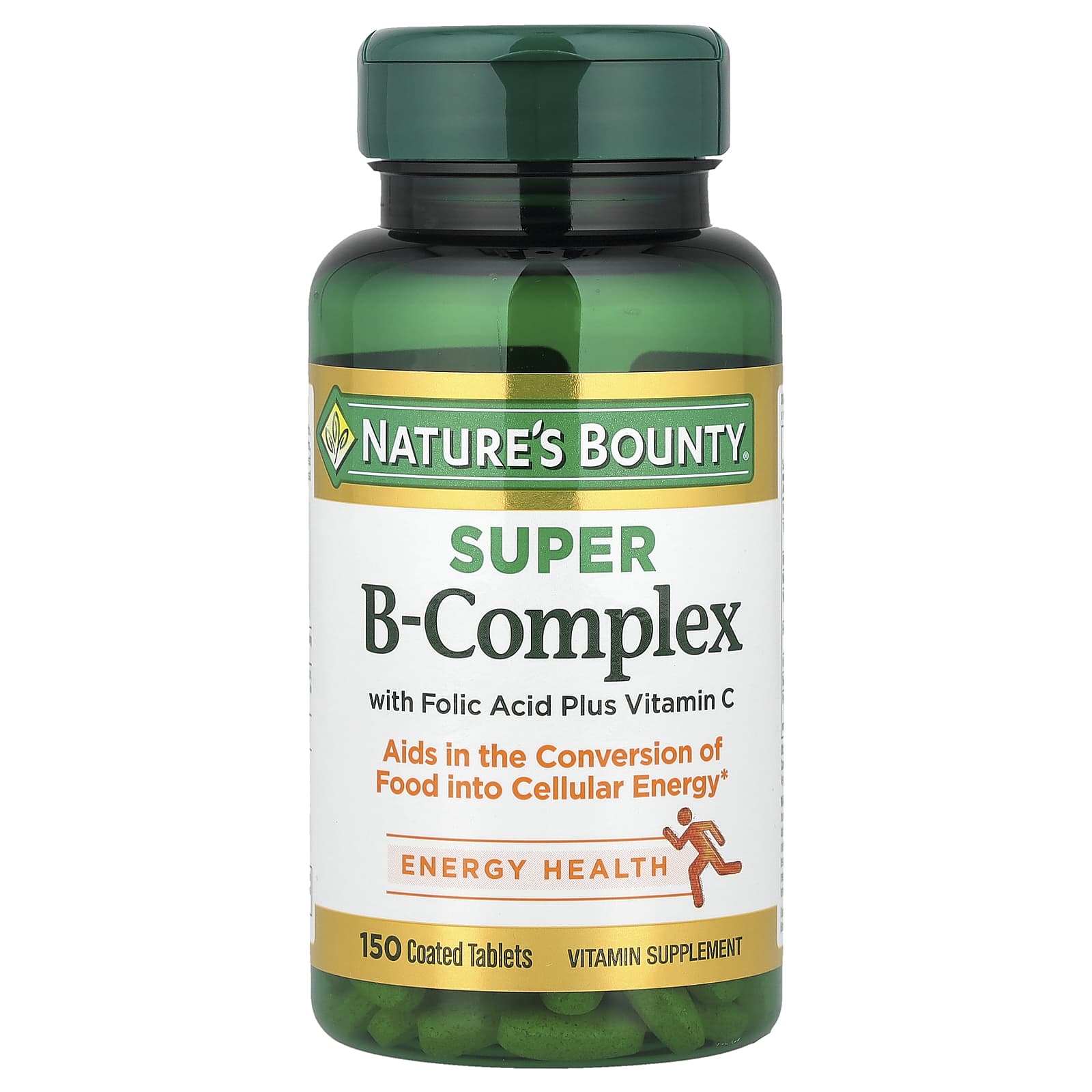 Фолиевая кислота Nature's Bounty Super B-Complex with Plus Vitamin C 150 Coated Tablets, таблетки