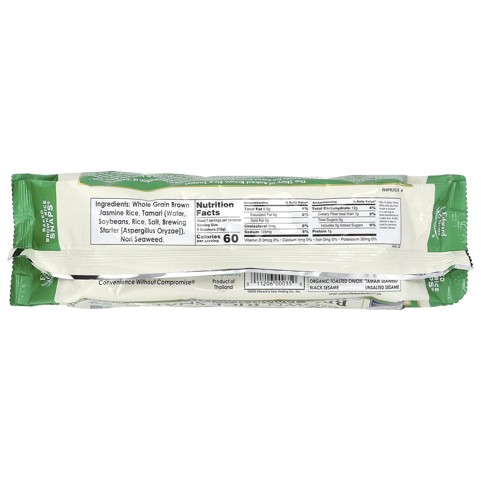 Рис Edward & Sons Brown Snaps® Tamari Seaweed, 100 г — фото 2