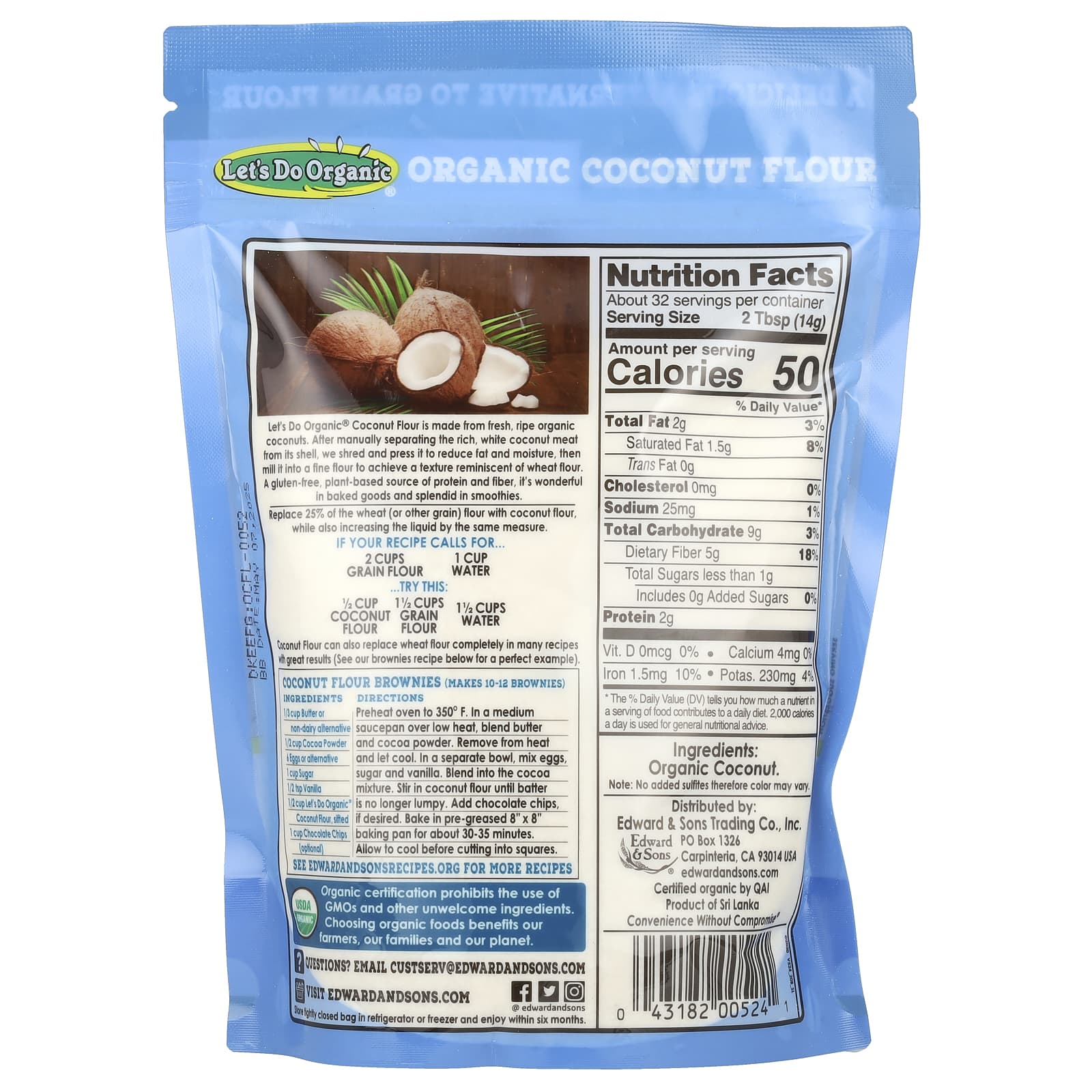 Мука Let's Do Organic® Coconut, 454 г — фото 2