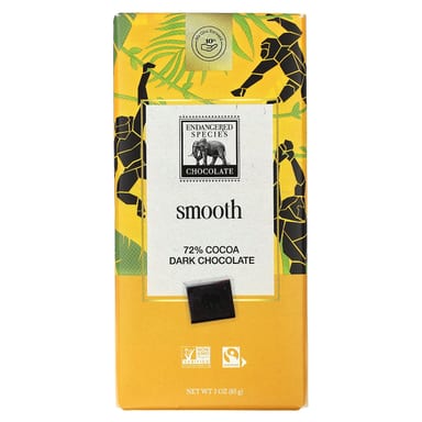 Темный шоколад Endangered Species Chocolate Smooth 72% Cocoa, 85 г