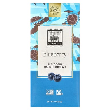 Темный шоколад Endangered Species Chocolate Blueberry 72% Cocoa, 85 г