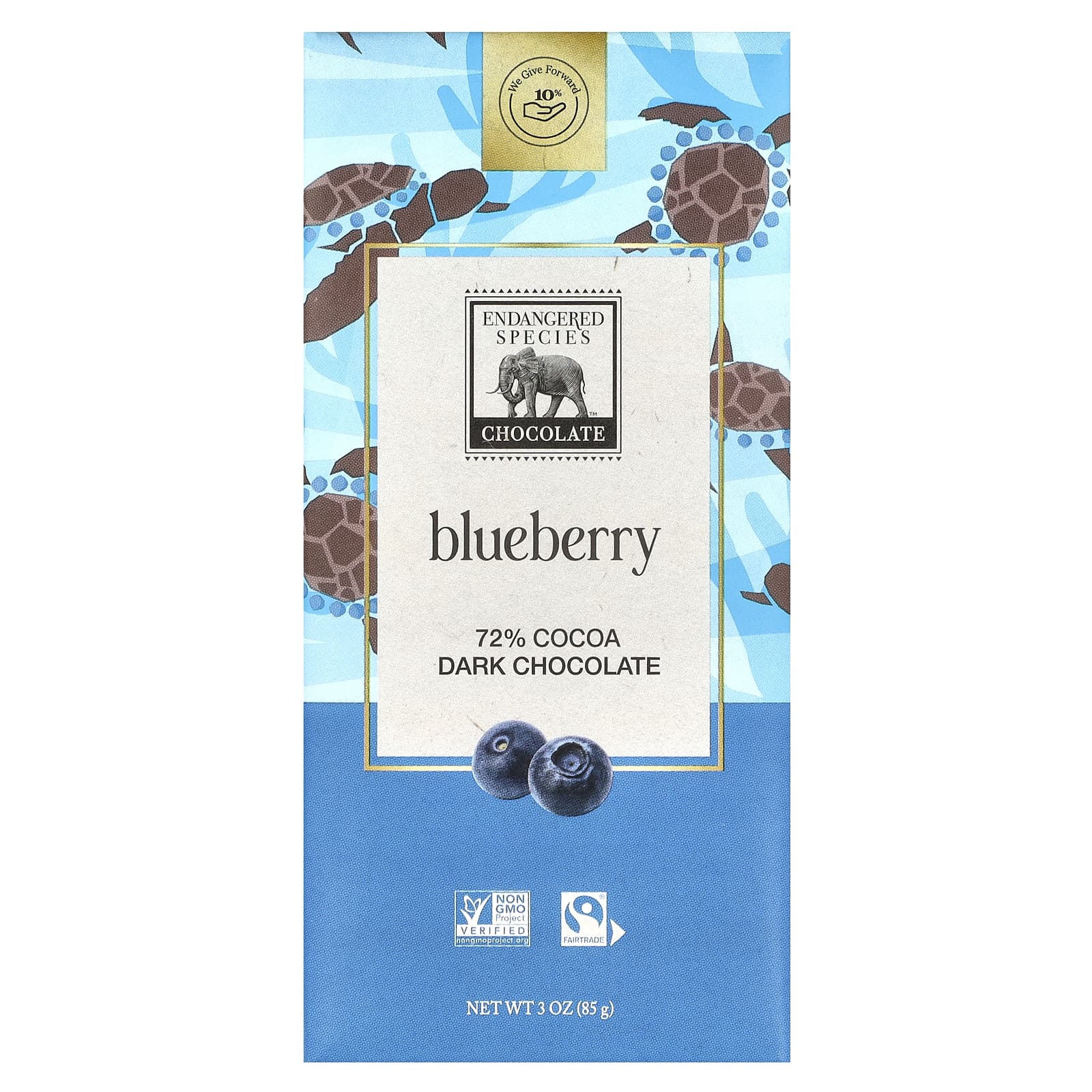 Темный шоколад Endangered Species Chocolate Blueberry 72% Cocoa, 85 г