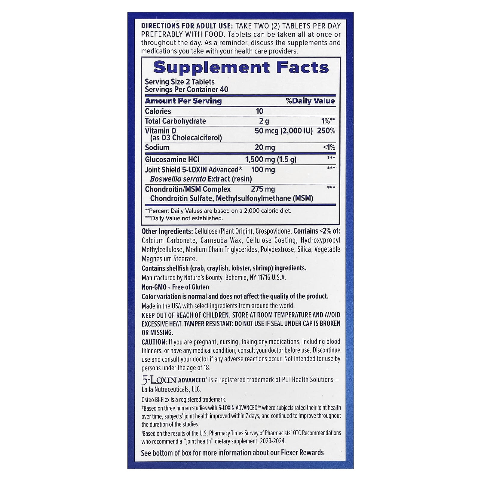 Витамин D Osteo Bi-Flex Joint Health Triple Strength 80 Coated Tablets, таблетки — фото 3