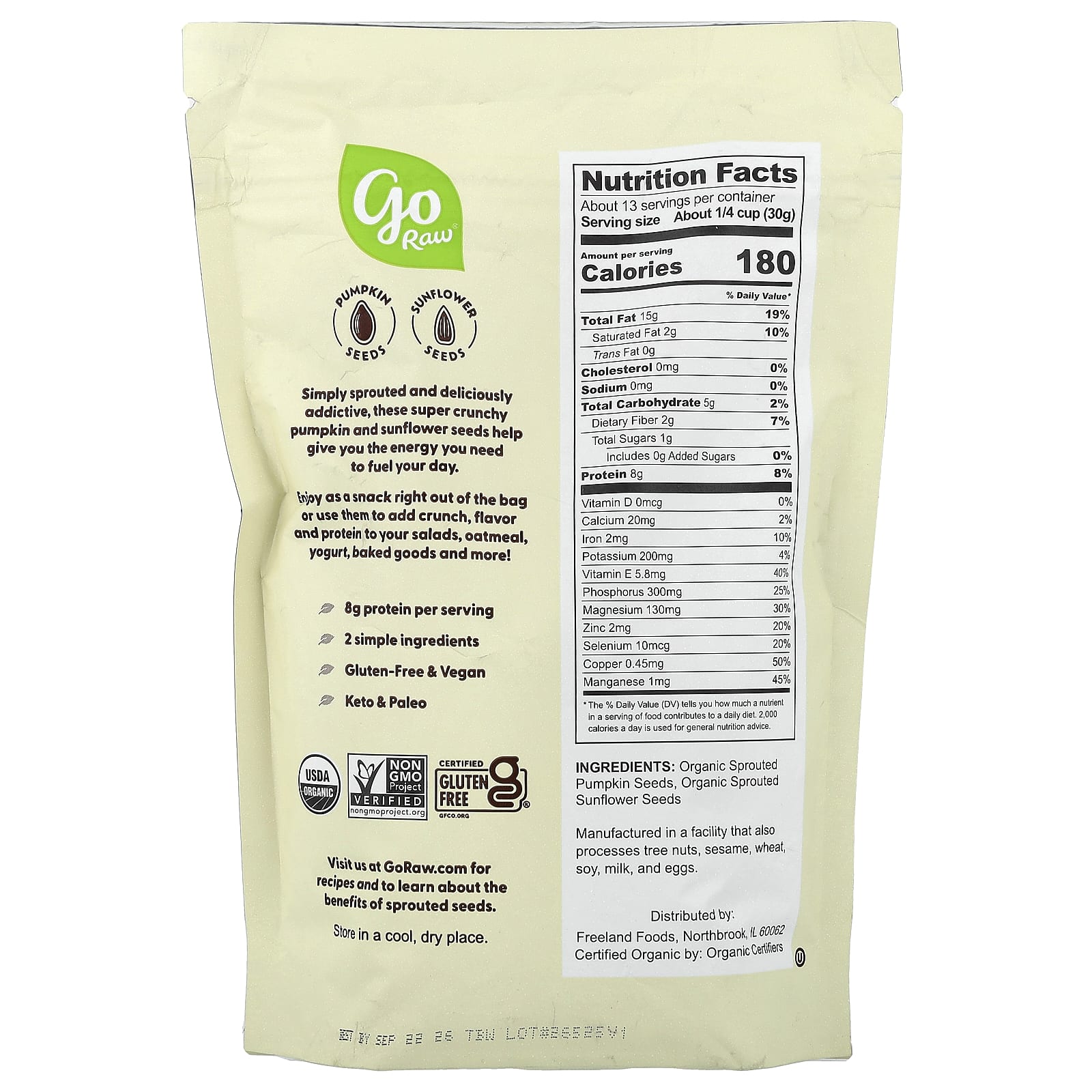 Семена тыквы Go Raw Organic Sprouted Super Simple Seeds Sunflower &, 397 г — фото 2