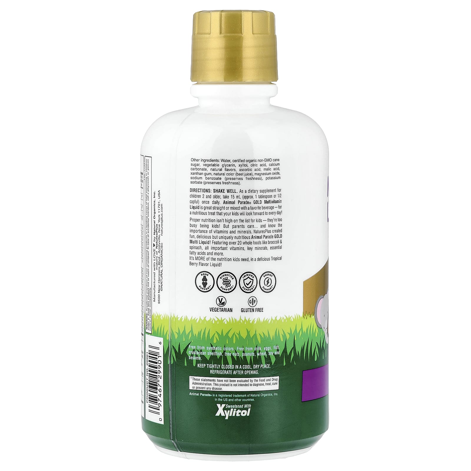Мультивитамины NaturesPlus Animal Parade® Gold Liquid Tropical Berry, 900 мл, жидкая форма — фото 2