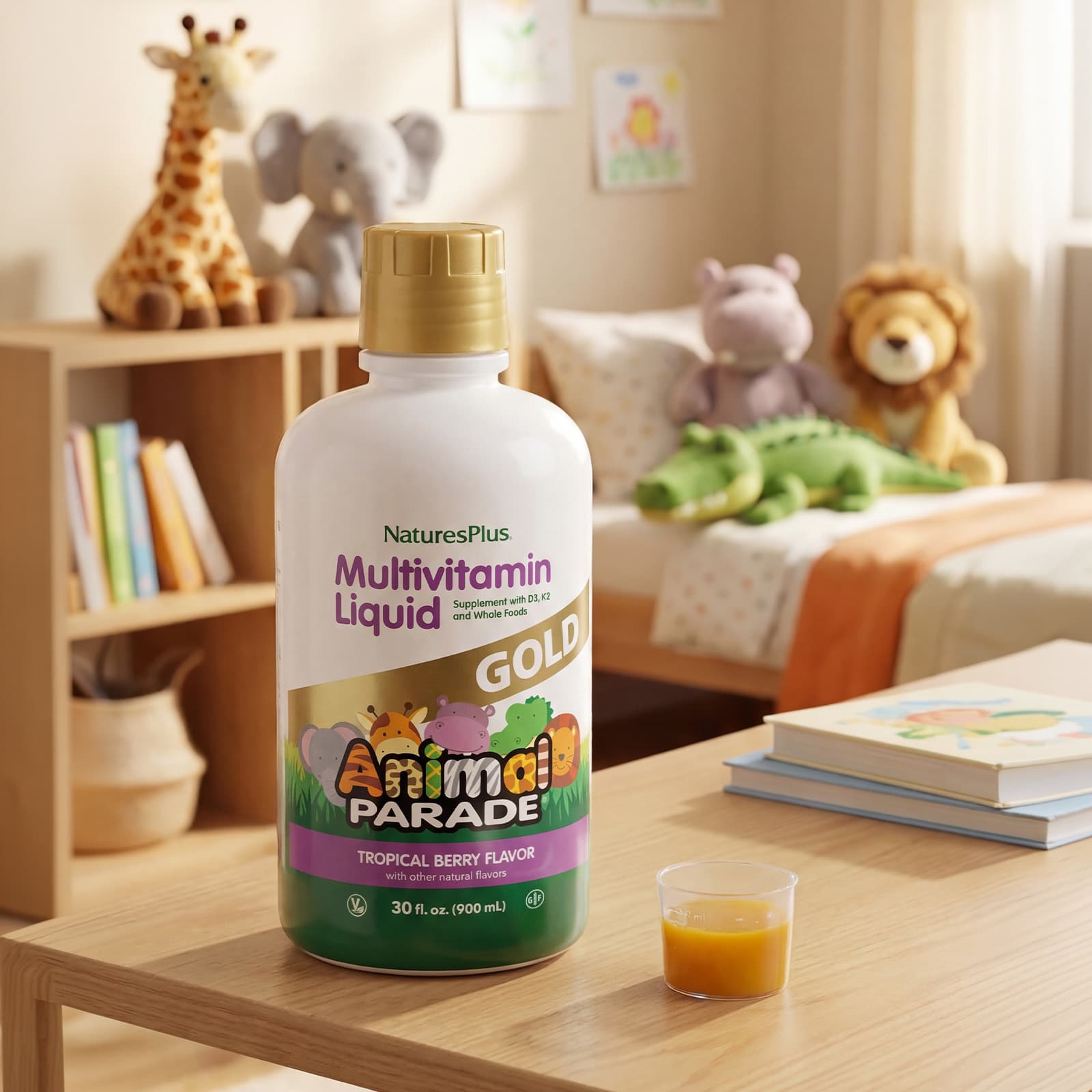 Мультивитамины NaturesPlus Animal Parade® Gold Liquid Tropical Berry, 900 мл, жидкая форма — фото 6