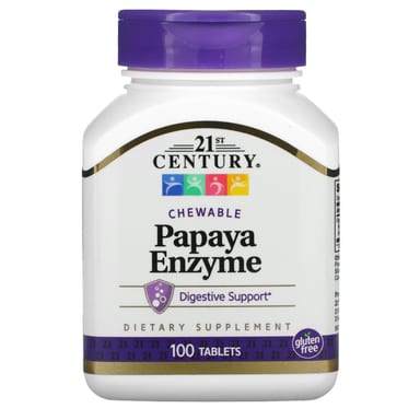 Фермент 21st Century Chewable Papaya, 100 таблеток
