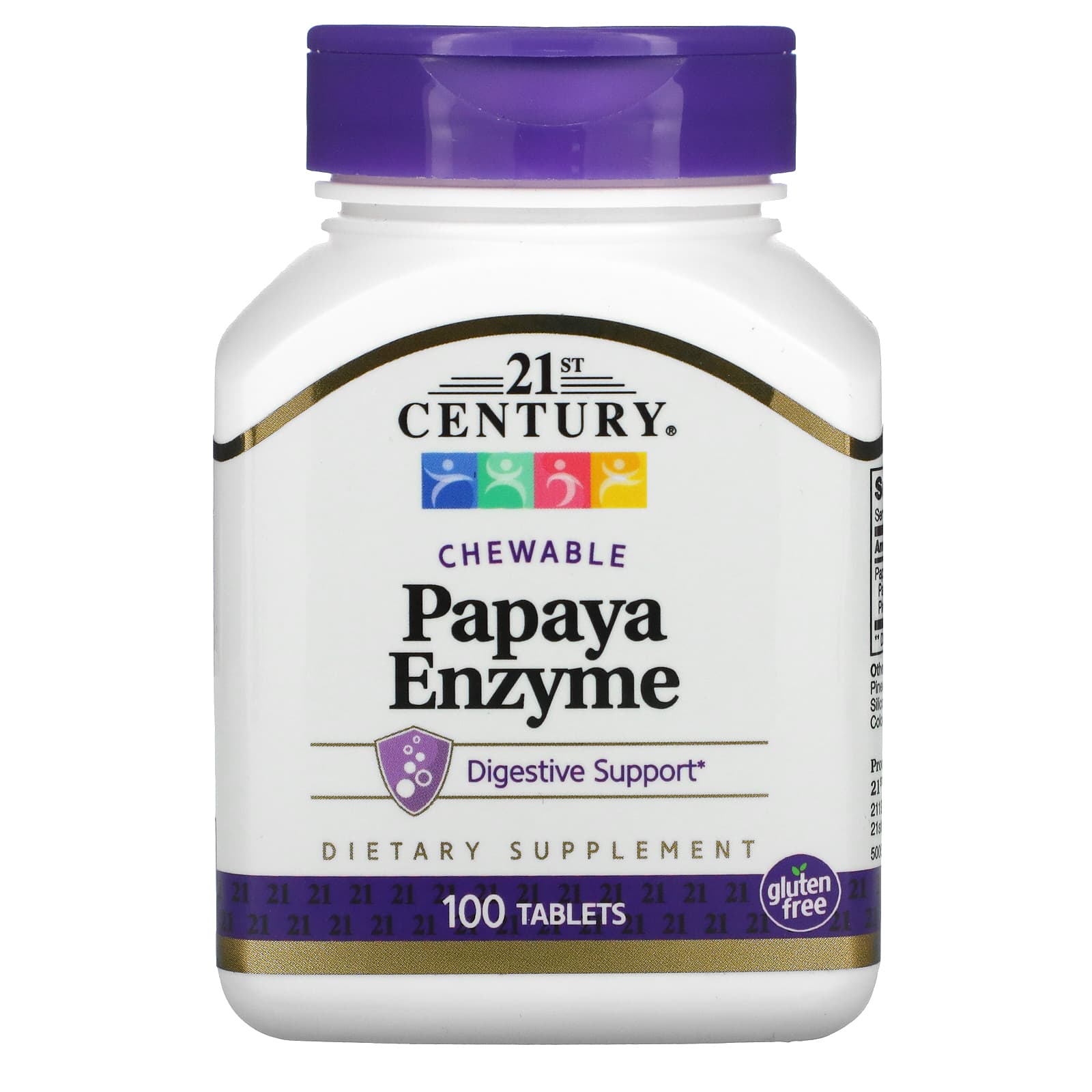 Фермент 21st Century Chewable Papaya, 100 таблеток
