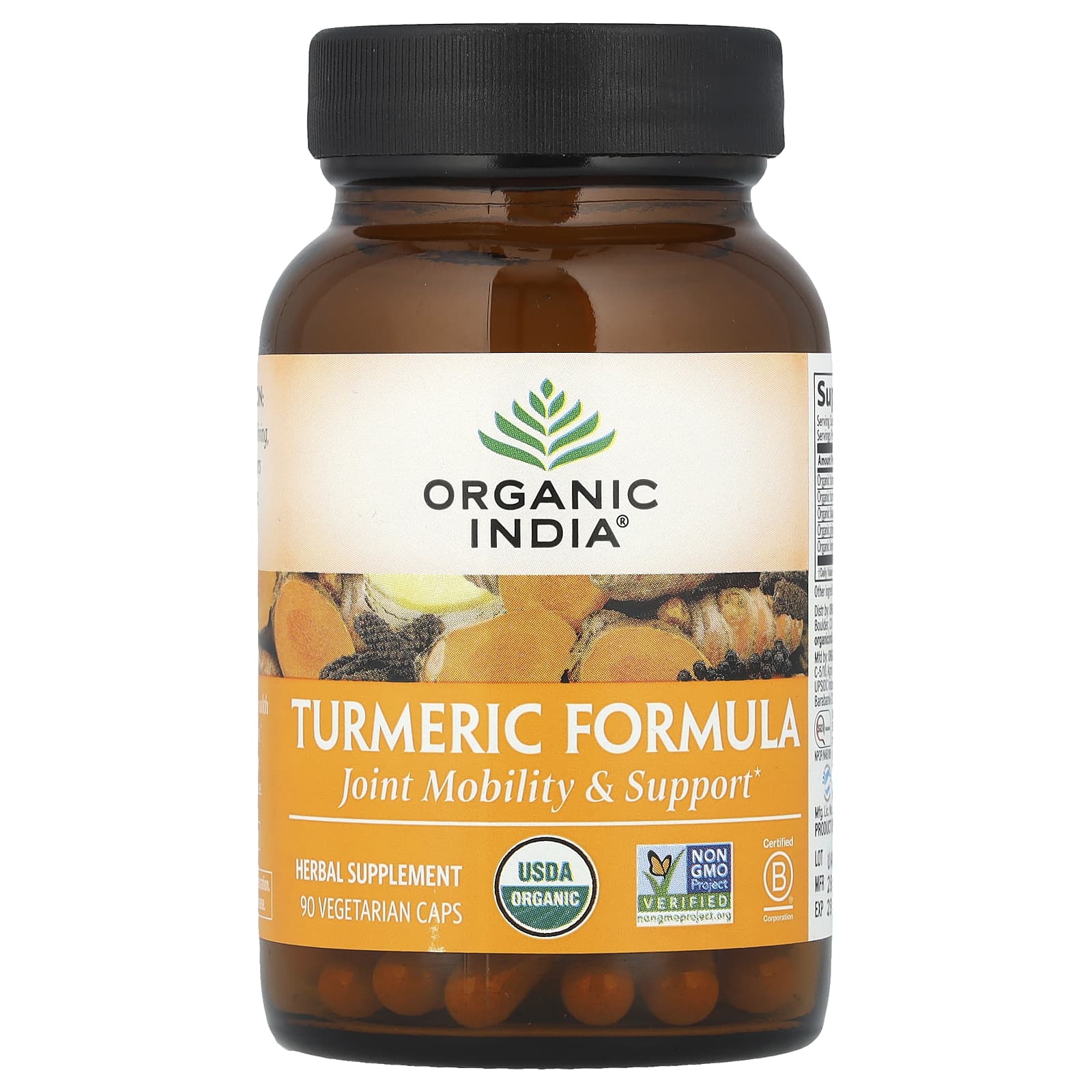 Куркума Organic India Formula, оттенок 90 Vegetarian Caps