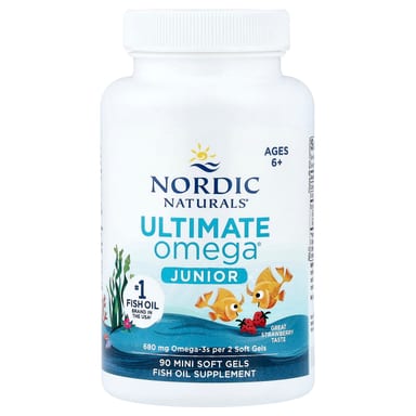 Омега-3 Ultimate Omega Nordic Naturals® Junior, вкус Strawberry, для детей от 6 лет, 340 мг, 90 мягких капсул
